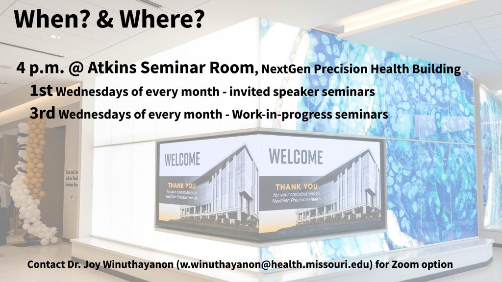 Place of the seminar will be at the NextGen Atkins Seminar Room at 4 pm. every first and third Wednesdays of the month.